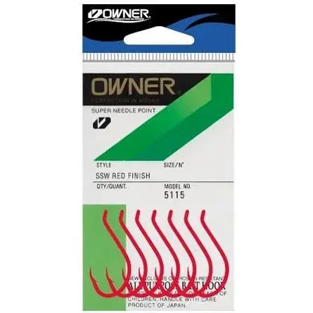 Anzol Owner OH SSW Red 5115 com acabamento vermelho