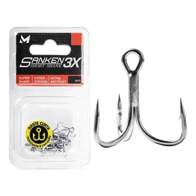 Garatéia Marine Sports Sanken Short Shank 3X com 12 peças