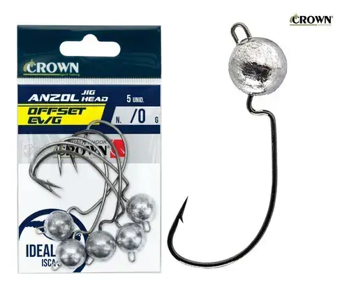 Anzol Jig Head Crown Offset EWG com 5 peças