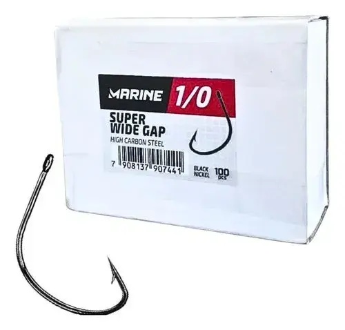 Anzol Marine Sports Super Wide Gap Black com 100 peças