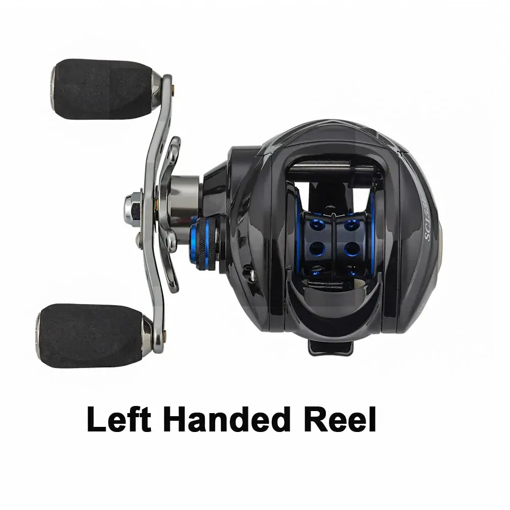 Carretilha Fishdrops Baitcaster de perfil baixo, vista de lado