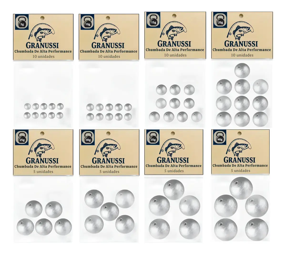 Kit de chumbadas bola deslizantes com pesos variados