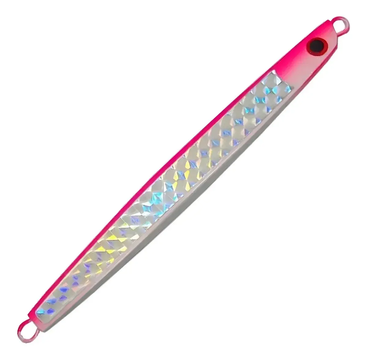 Metal jig NS Dunn de 10g, corpo prateado alongado com garatéia na ponta