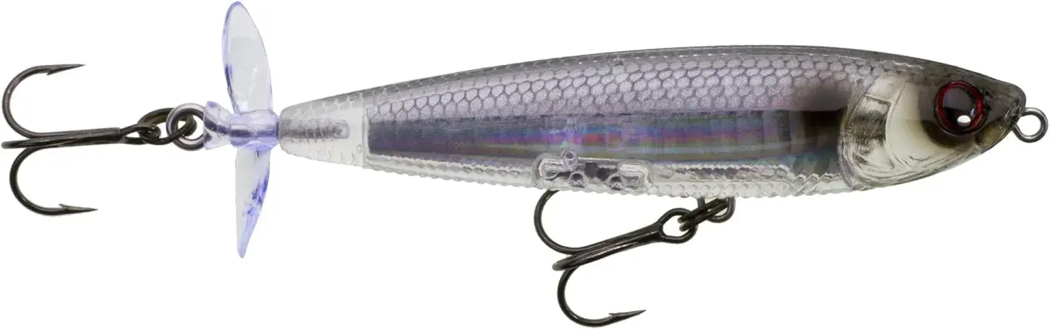 Isca de superfície Yo-Zuri 3DB Prop Floating vista de lado, com hélice na frente e na traseira
