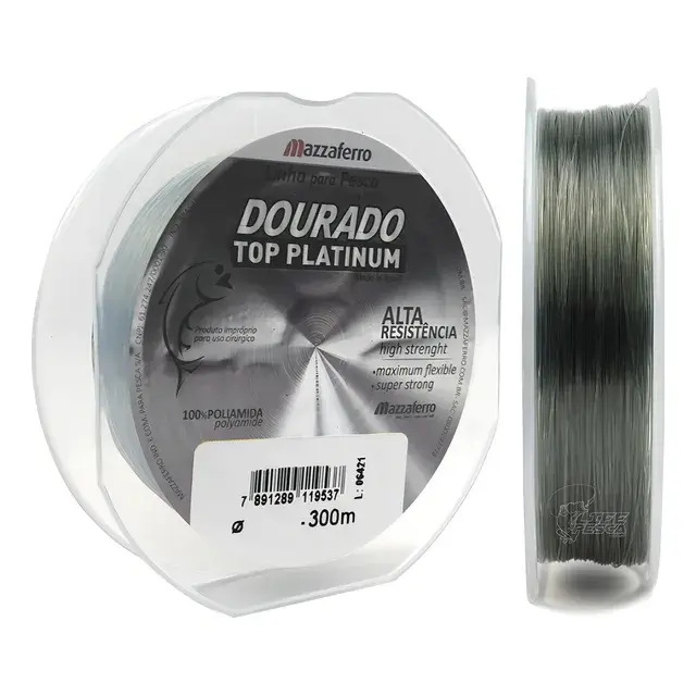 Carretel de linha monofilamento Mazzaferro Dourado Top Platinum cor prata