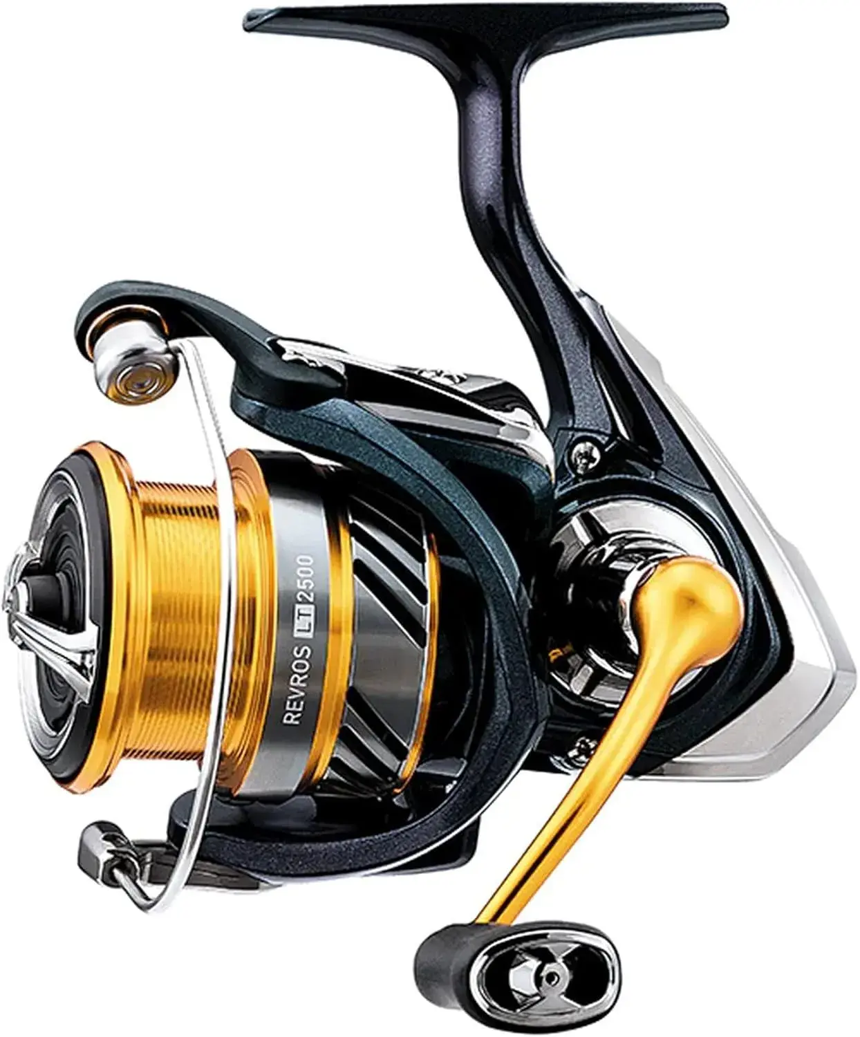 Molinete Daiwa Revros LT 2500 em acabamento azul e dourado