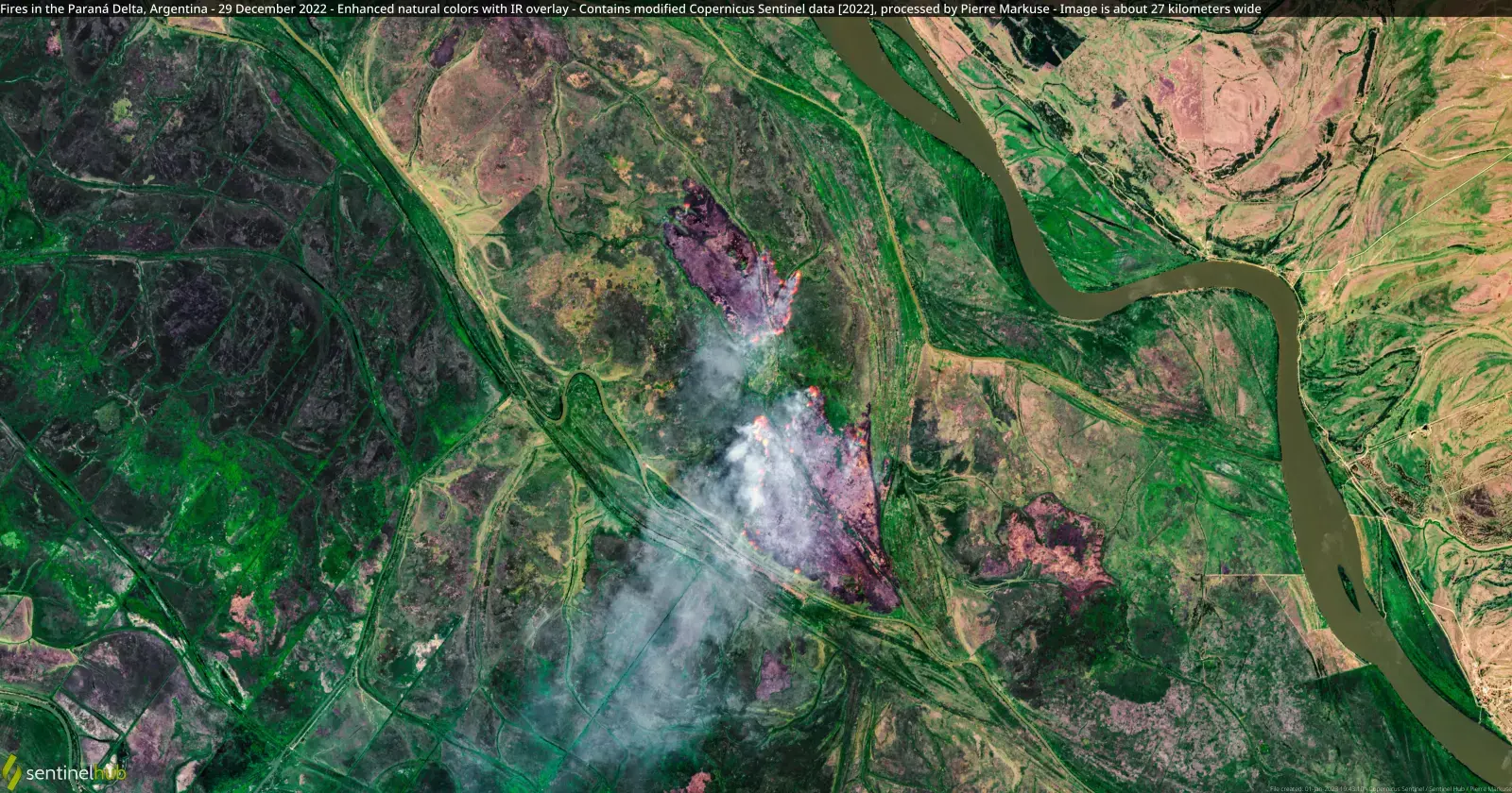 Vista aérea dos rios e ilhas que formam o Delta do Paraná